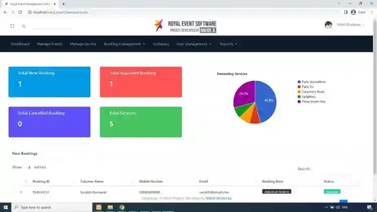 Event Management System Project in PHP with Source Code