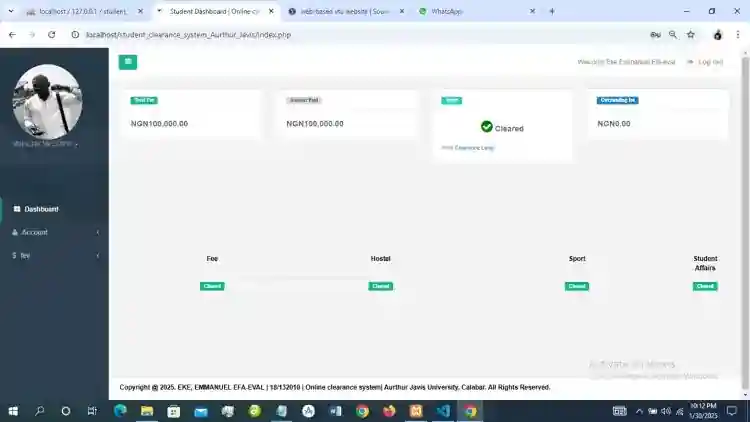 Online Student Clearance System using PHP and MySQL