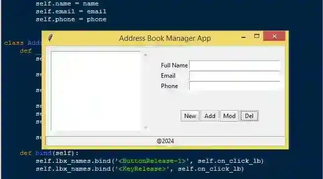 Address Book Manager App in Python with Source Code