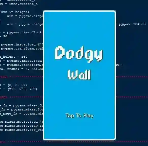 Dodgy Wall Game Using Pygame in Python with Source Code