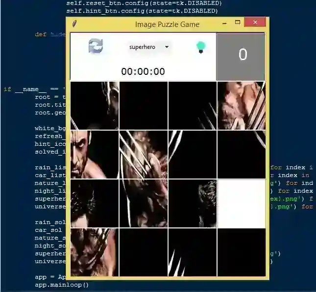 Image Puzzle Game Using Tkinter in Python with Source Code