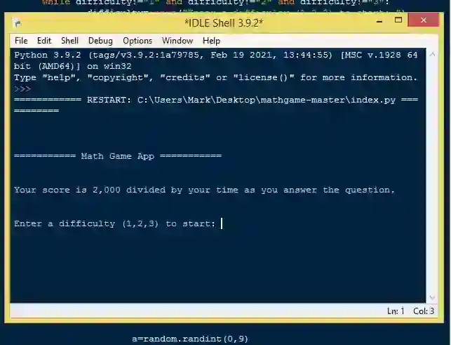 Math Game App in Python with Source Code