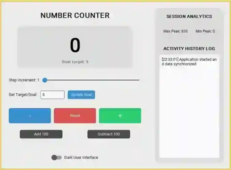 Number Counter App Using Tkinter in Python with Source Code