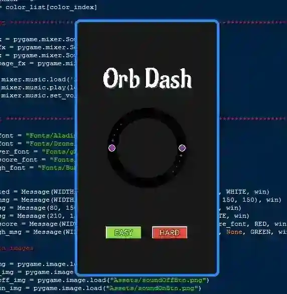 Orb Dash Game Using Pygame in Python with Source Code