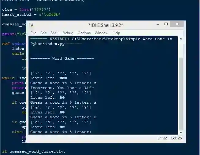 Simple Word Game in Python Free Source Code