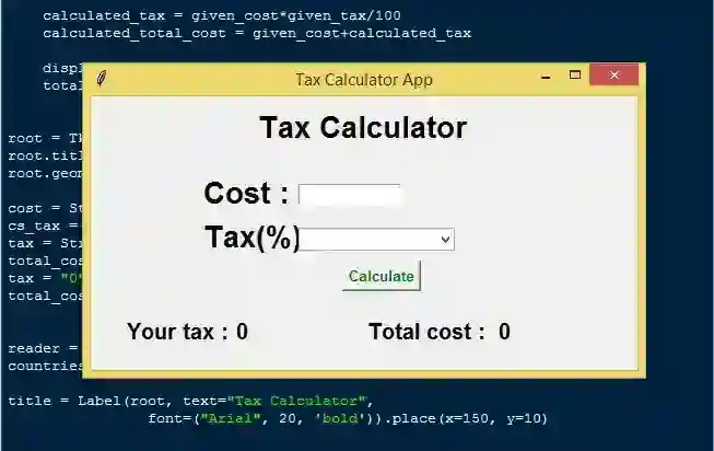 Tax Calculator App using CSV in Python with Source Code