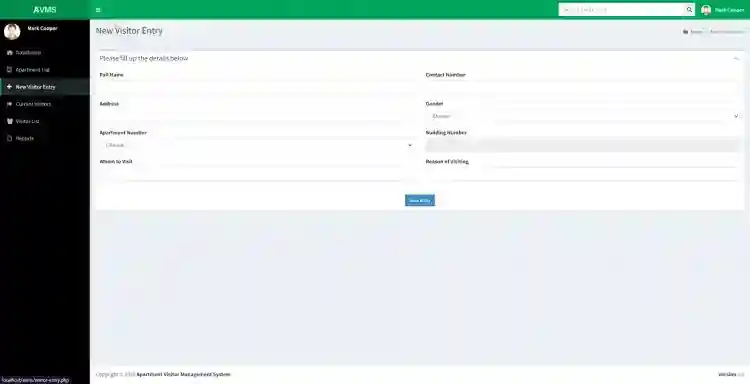 Apartment Visitor Management System in PHP and MySQL Free Source Code