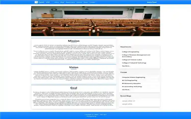 College Website - Content Management System in PHP/OOP Free Source Code