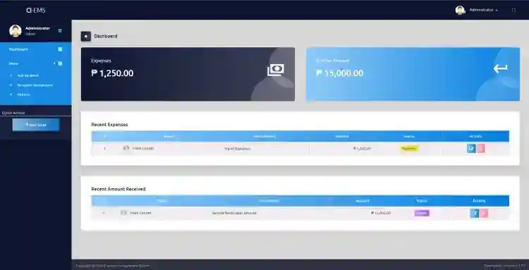 Expense Management System in PHP using CodeIgniter Framework Free Source Code