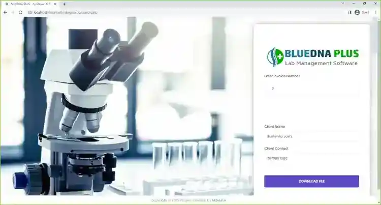 Online Diagnostic Lab Management System using PHP and MySQL Free Download