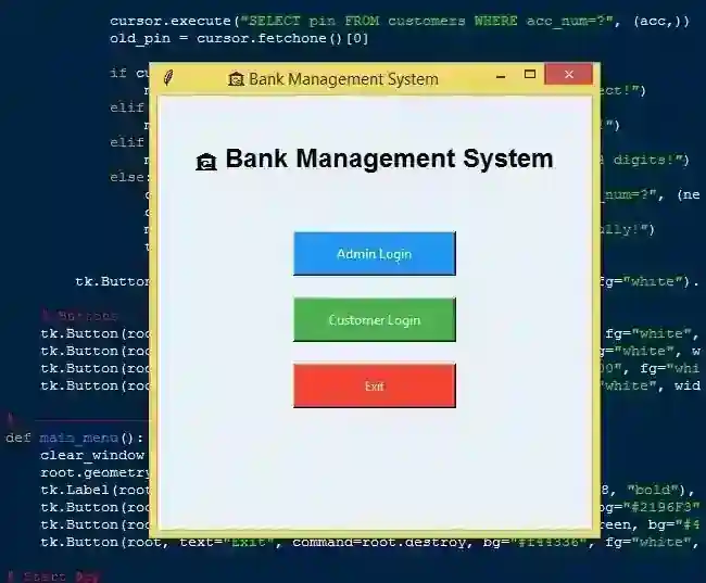 Bank Management System Using SQLite and Tkinter in Python with Source Code