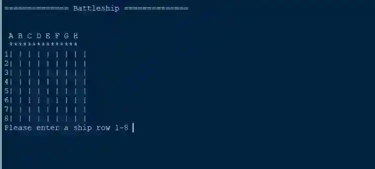 Battleship War Game in Terminal Console in Python with Source Code