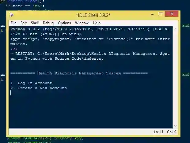 Health Diagnosis Management System in Python with Source Code