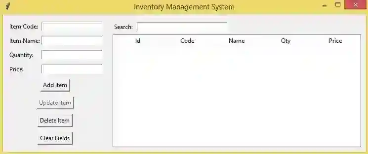 Inventory Management System Using Tkinter in Python with Source Code