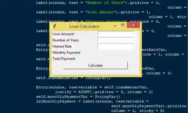 Loan Calculator App using Tkinter in Python with Source Code