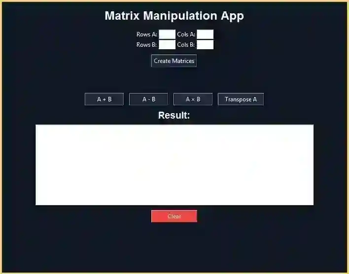 Matrix Manipulation App Using Tkitner in Python with Source Code