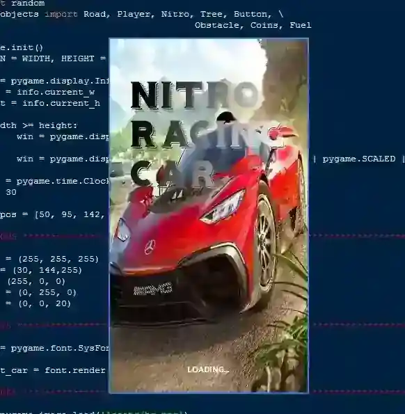 Nitro Racing Car Game Using Pygame in Python with Source Code