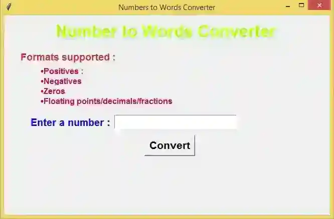 Number to Words Converter App using Tkinter in Python with Source Code