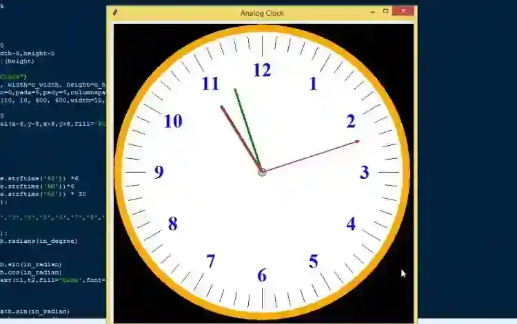Simple Analog Clock using Tkinter in Python Free Source Code