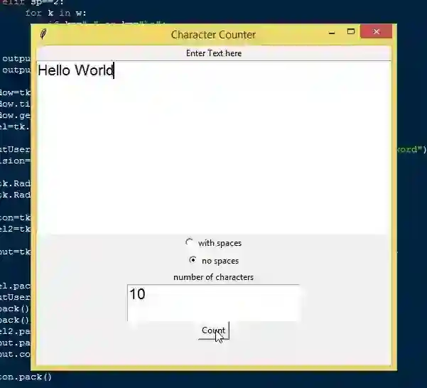 Simple Character Counter App using Tkinter in Python Free Source Code