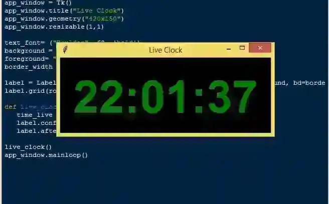Simple Live Clock App using Tkinter in Python Free Source Code