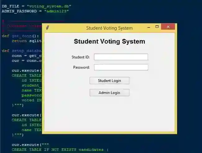 Student Voting System Using SQLite and Tkinter in Python with Source Code