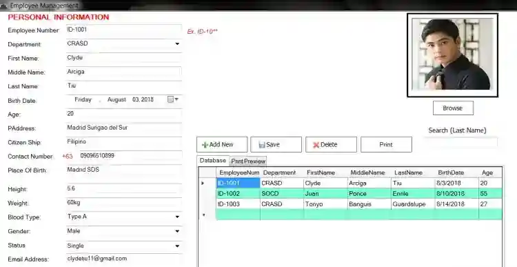 PSA Employee Management System Using VB.NET and MS Access with Source Code